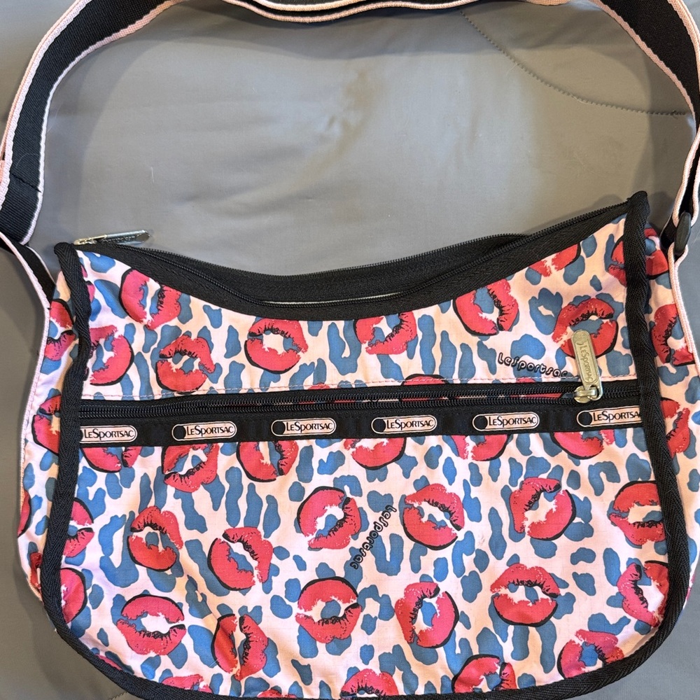 LeSportsac Lip Print Shoulder Bag - Pink and Blue